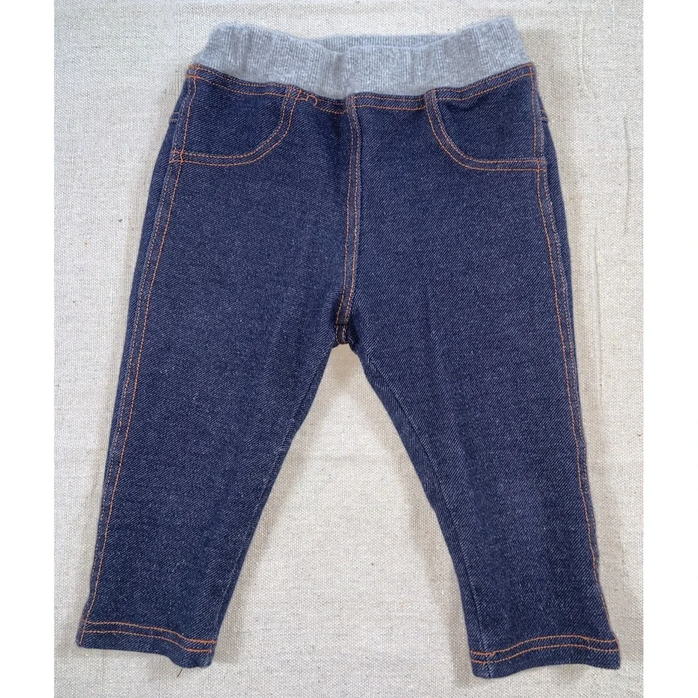 Baby‎ Gap Mickey Mouse Jeans 9M Disney Pull On Denim  Elastic Waist Embroidered